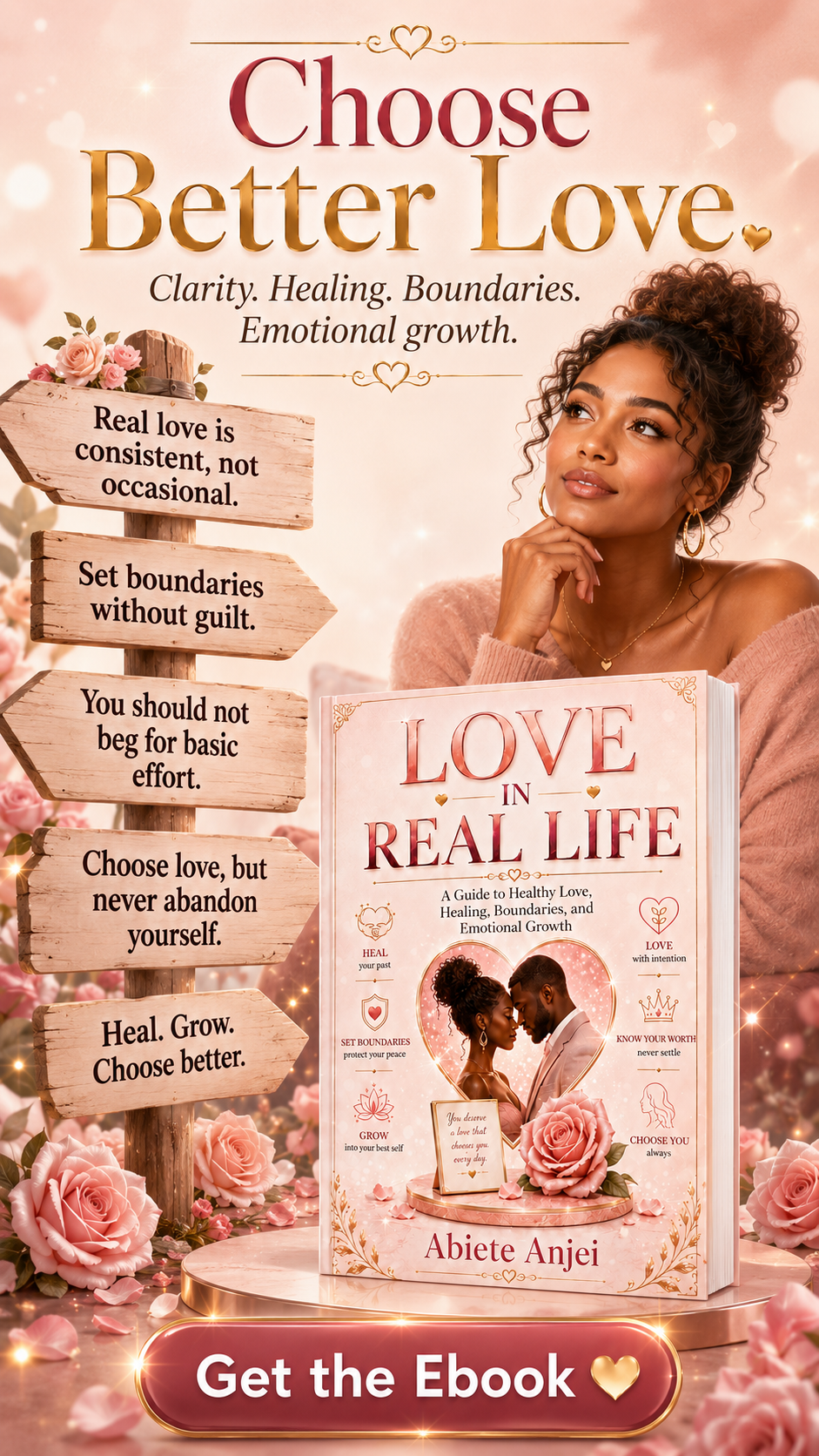 Signposts with reminders such as real love is consistent, not occasional